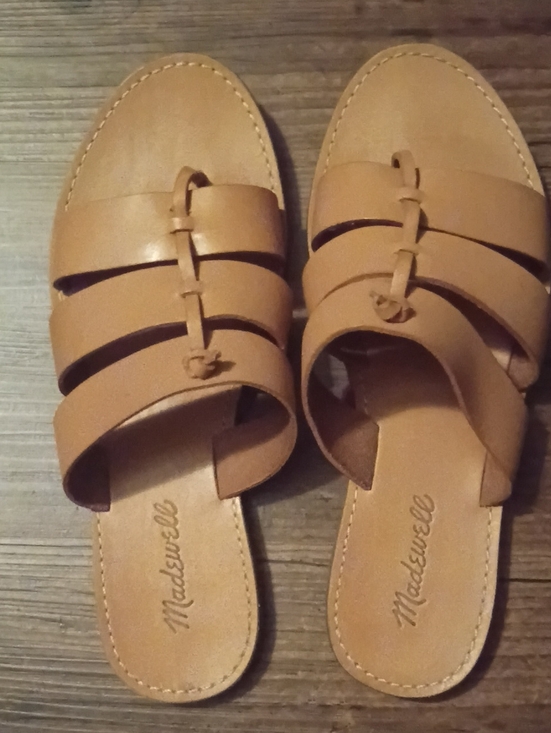 Madewell Shoes - Madewell Tan Leather Knot-Strap Slide Sandals